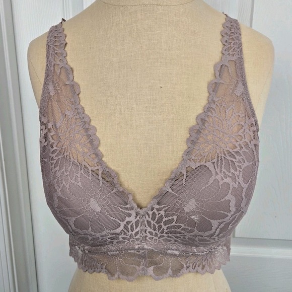 Victoria's Secret Other - Victoria's Secret PINK Purple Lace Push-up Racerback Bralette Bra Size L‎